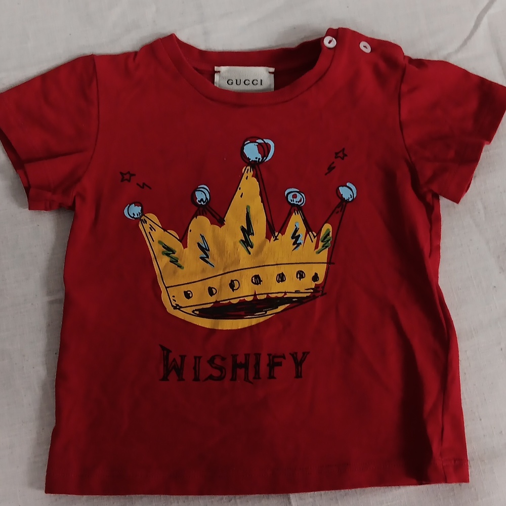 Gucci Red Baby Tee shirt 9/12 months WISHIFY crown graphic.